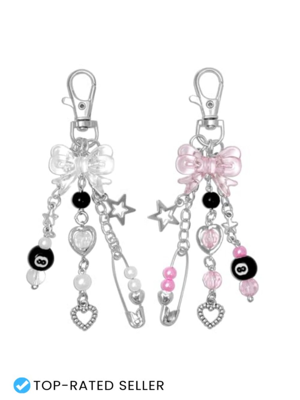 Gold Tone Y2K Keychain Set Flower Star Cake Jellyfish Bag Charm